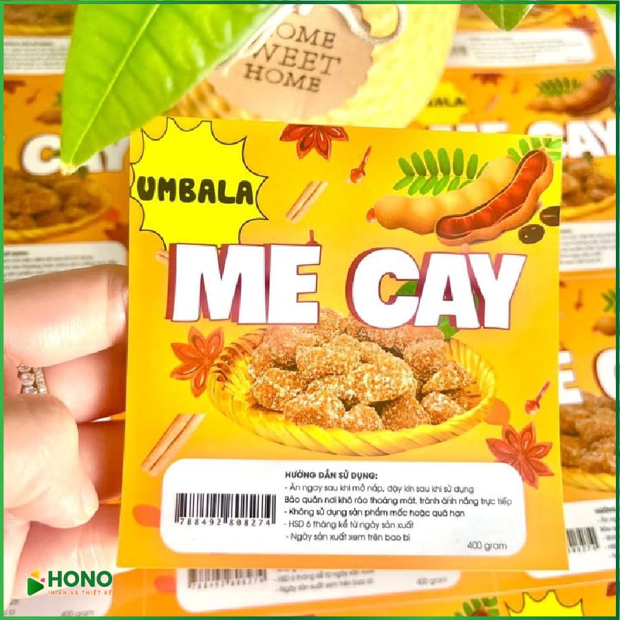 in tem nhãn đồ ăn vặt , in ra màu đẹp và rõ ràng thông tin