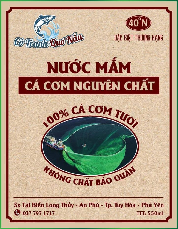 Tem nhãn nước mắm cá cơm decal giấy kraft tại in ấn HONO