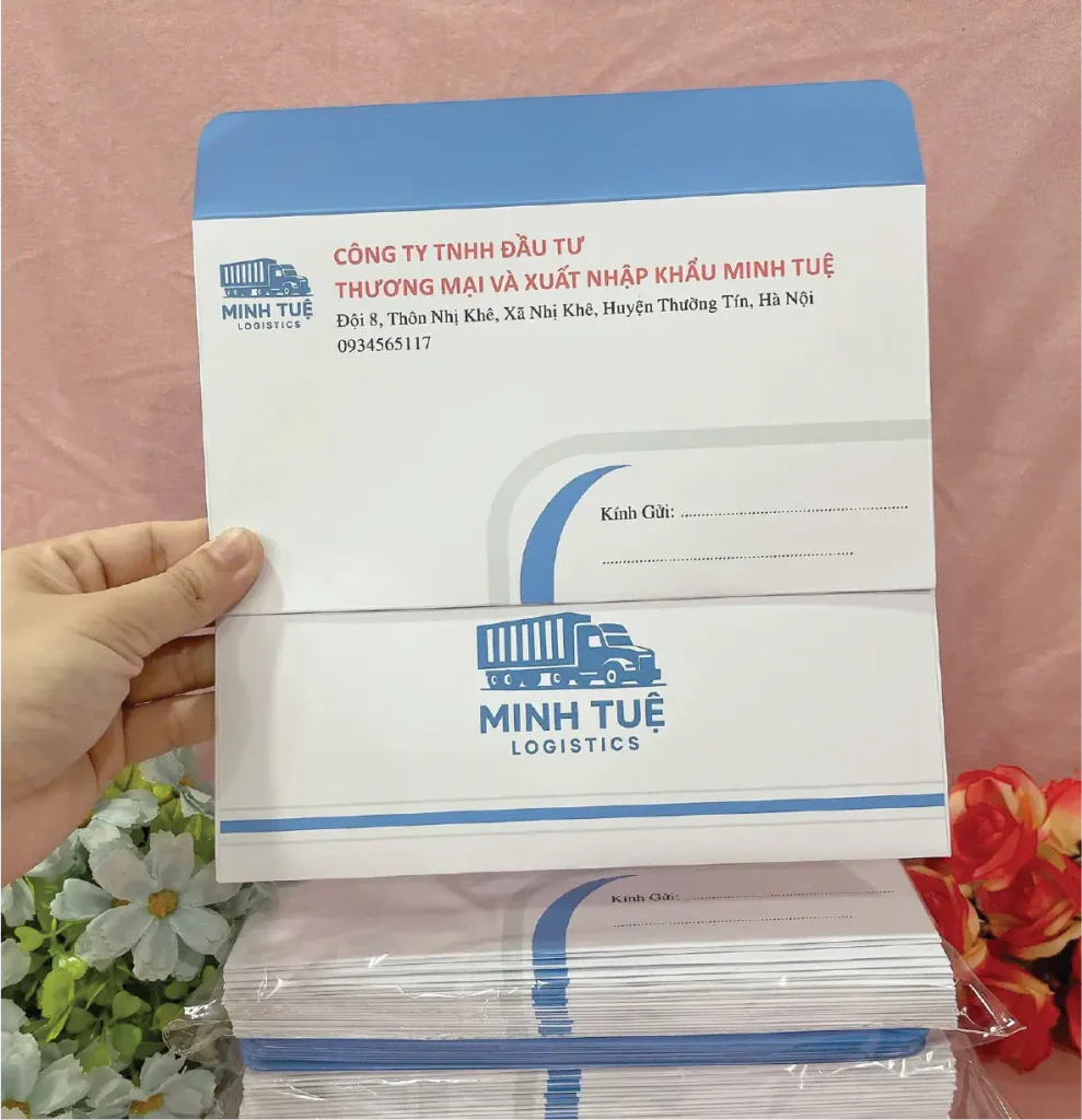In bao thư công ty logistics giấy Ford trắng xanh chuyên nghiệp